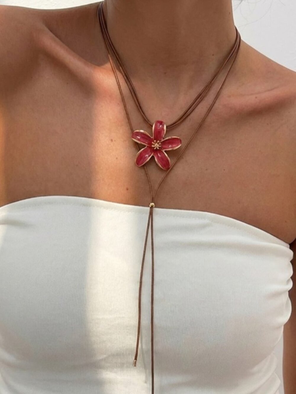 Free People Enamel Flower Layered Lariat Necklace